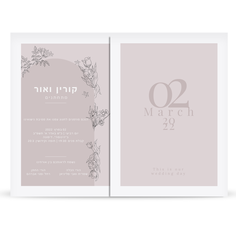 הזמנה לחתונה דגם Rainbow Flowers – תמונה 5