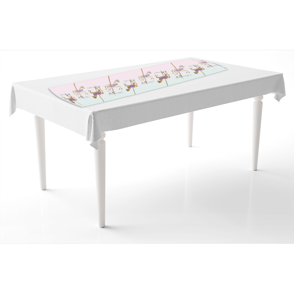 ראנר לשולחן דגם קרוסלה ורוד