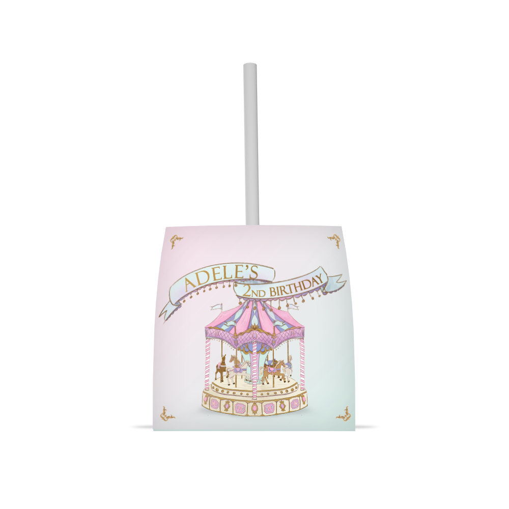 סוכריות על מקל דגם קרוסלה ורוד