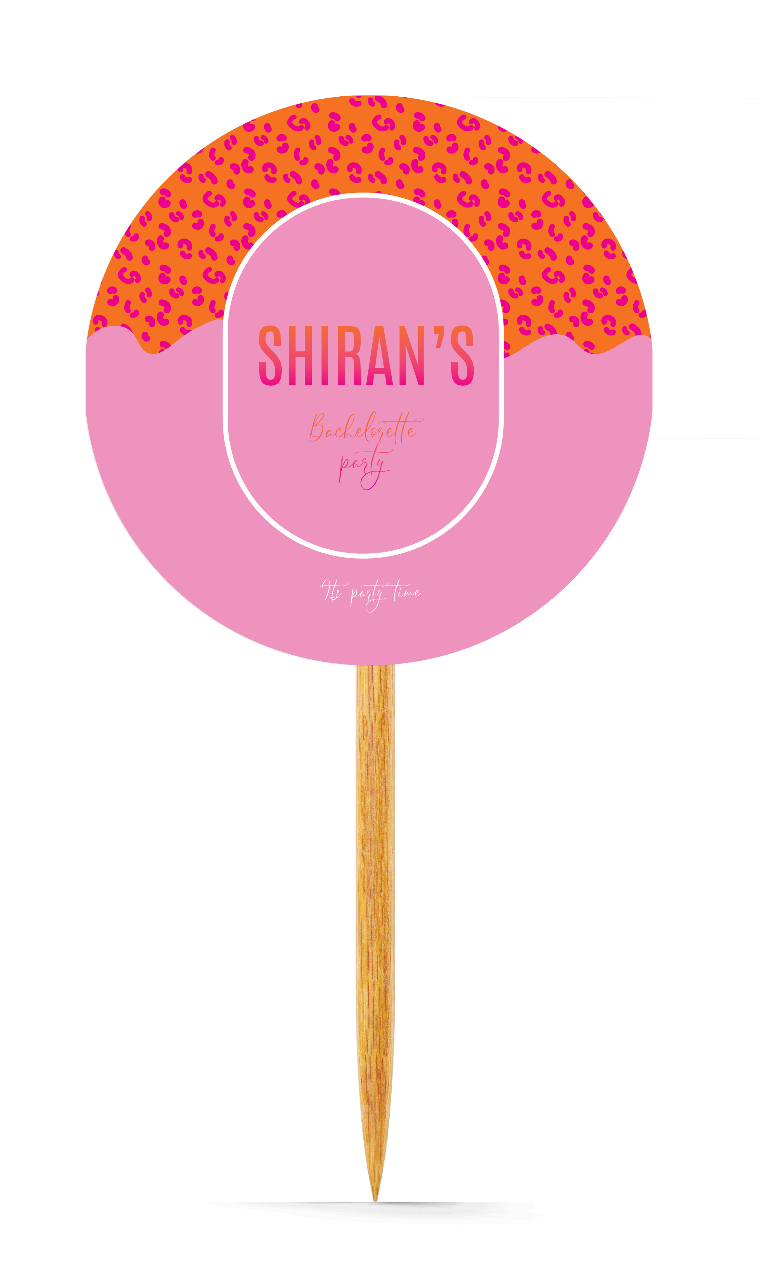 דיגלונים על קיסם דגם מנומר כתום ורוד