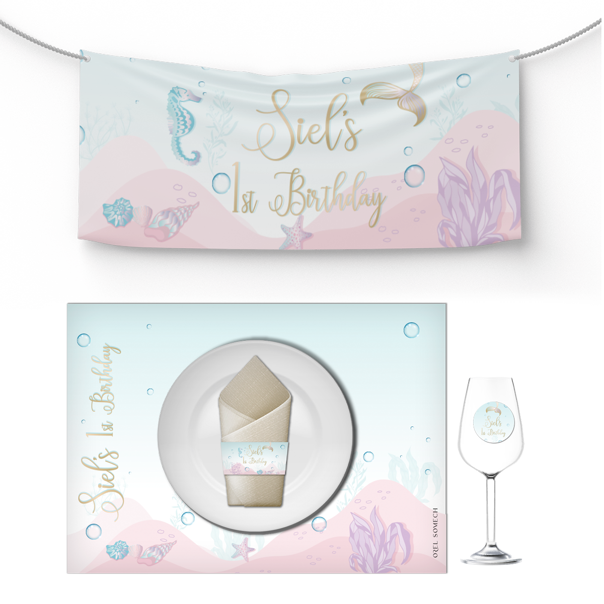 חבילת מיתוג שולחן דגם מצולות הים