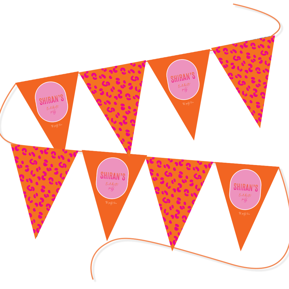 שרשרת דגלים דגם מנומר ורוד כתום